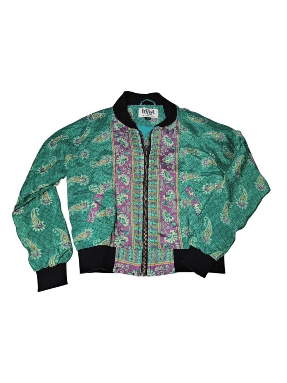Baizaar Handmade Apparel Silk Blend Paisley Toddler Bomber Jacket 3T Ethnic Boho
